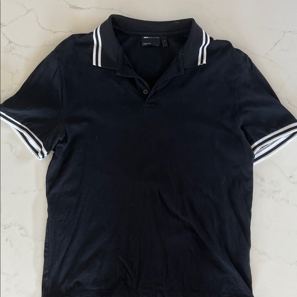 ASOS black Polo Shirt with White Trim